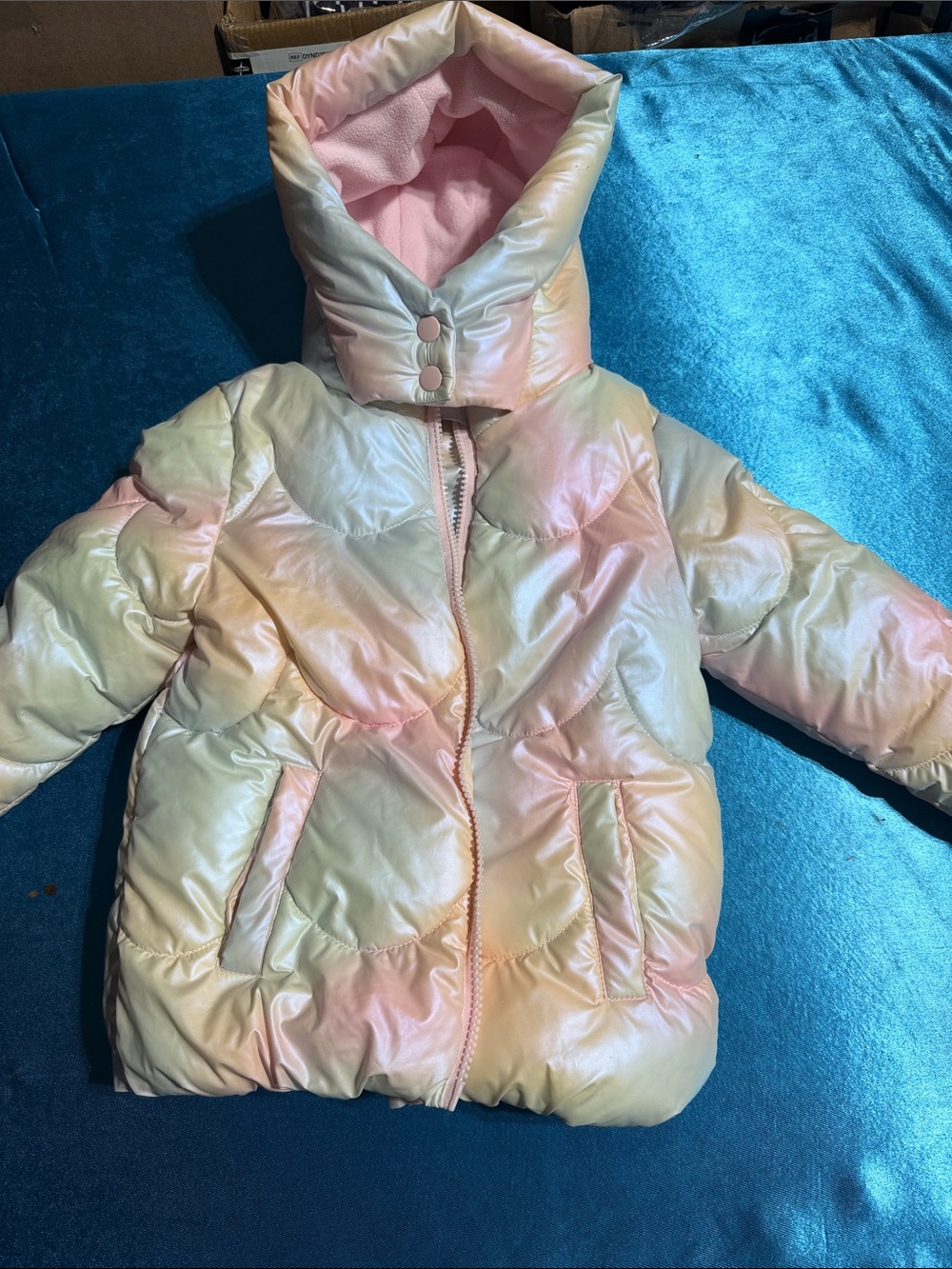Primark Pastel Iridescent Puffer Jacket - Pink, Pale Yellow